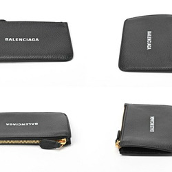 BALENCIAGA Coin Card Holder Case 637130 Kataoshi Leather Black E-156419