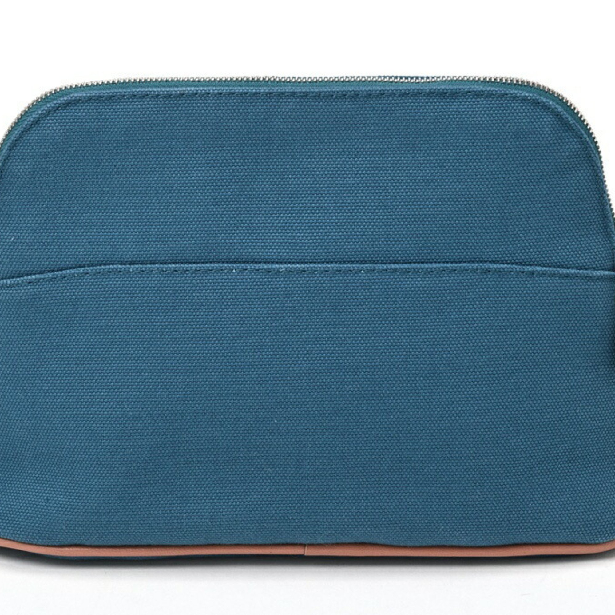 Hermes HERMES Bolide Pouch PM 20 Canvas Leather Blue S-156401