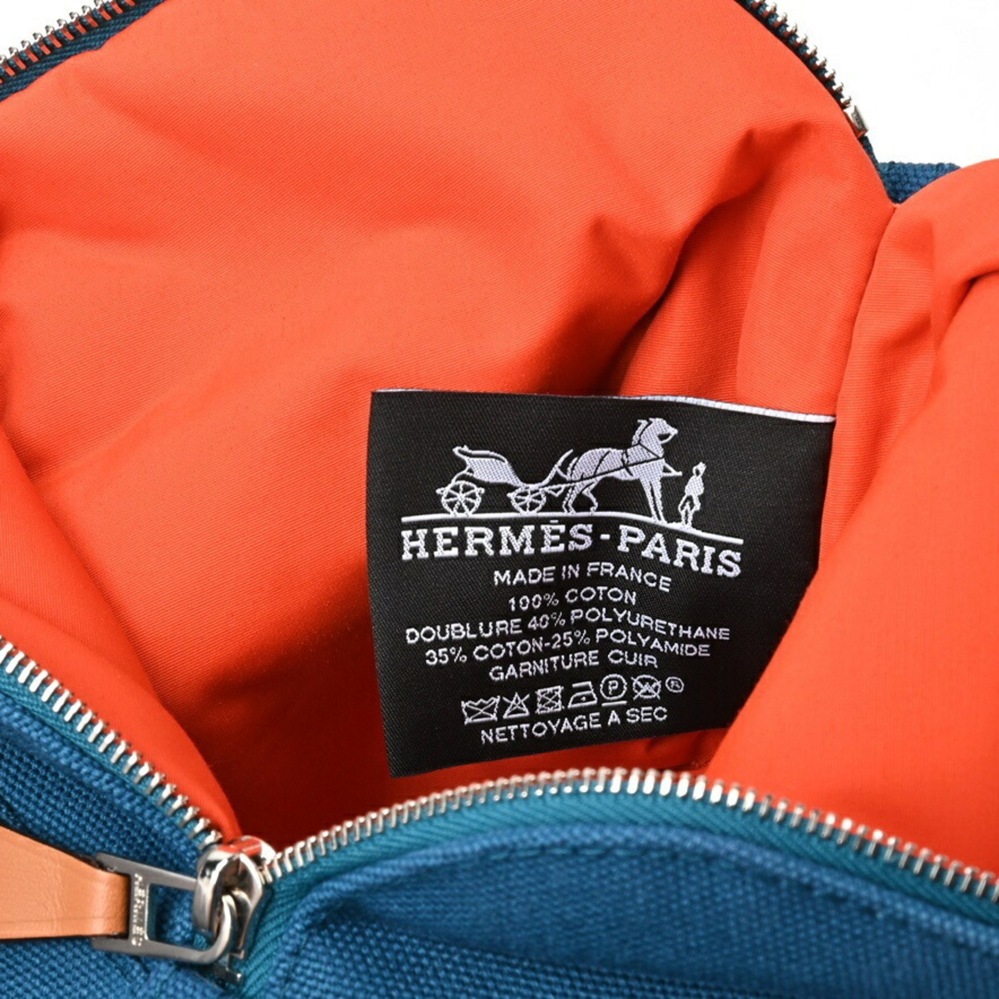 Hermes HERMES Bolide Pouch PM 20 Canvas Leather Blue S-156401