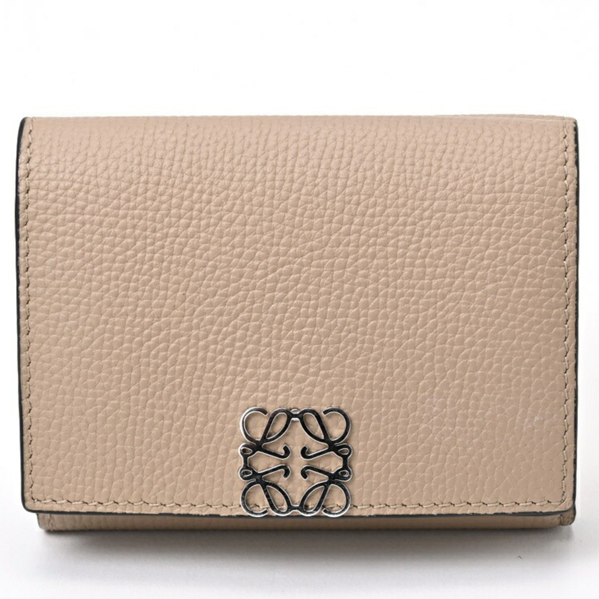 LOEWE Anagram Trifold Wallet C821TR2X02 Pebble Grain Calf Sand S-156347