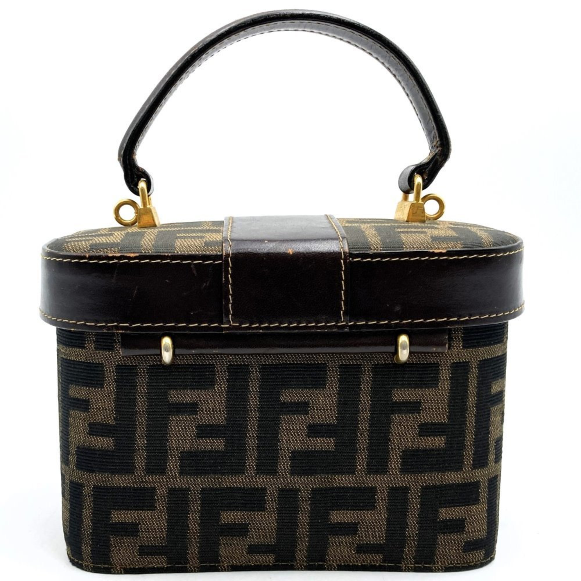 FENDI Vanity Bag Case Zucca Pattern Canvas Leather Brown Women's Fashion ITDGJ5V3BA6S