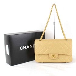 CHANEL Chanel Matelasse Chain Shoulder Bag Lambskin Beige Women's