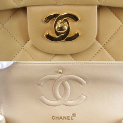 CHANEL Chanel Matelasse Chain Shoulder Bag Lambskin Beige Women's