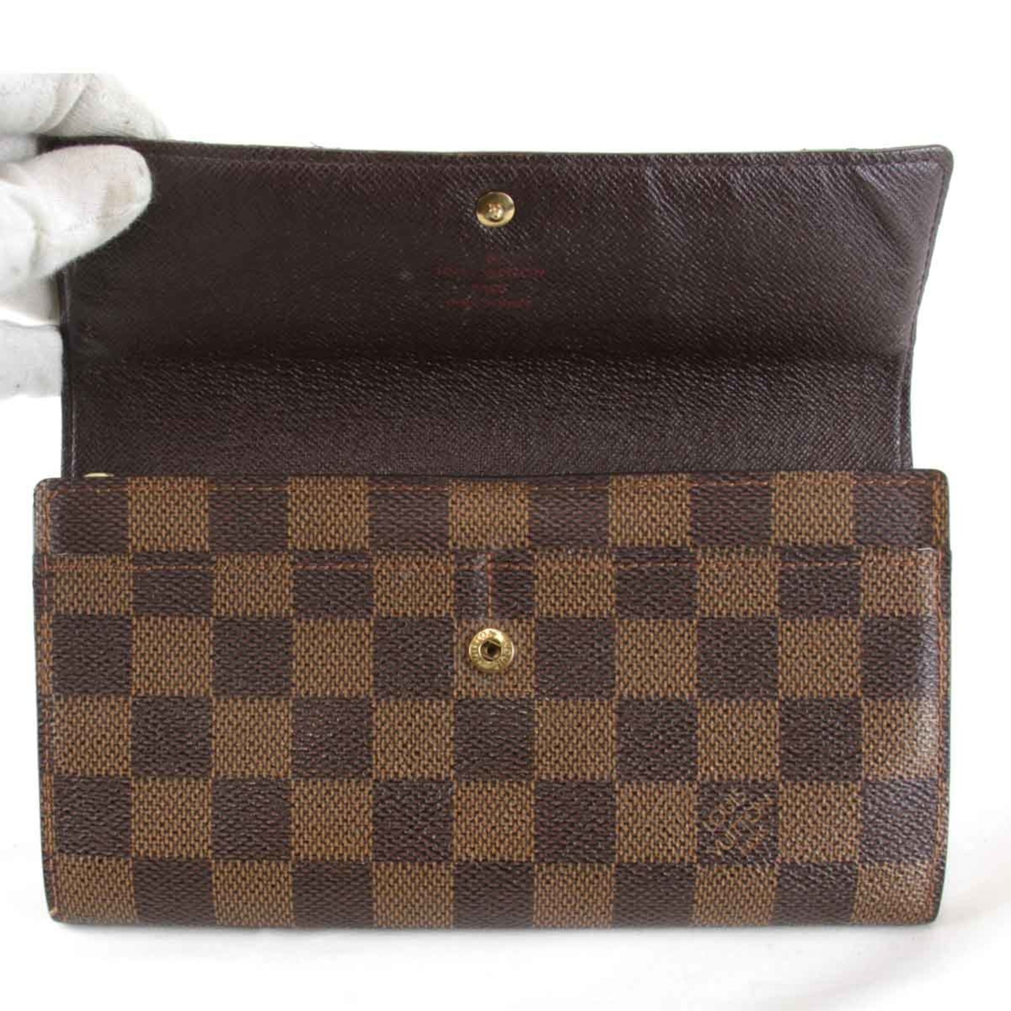 LOUIS VUITTON Louis Vuitton Portefeuille Sarah N61734 Long Wallet Damier Canvas Brown Women's