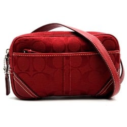 COACH Waist Pouch Body Bag Signature Canvas Leather Red Women's Fashion ITV567NDCZKZ