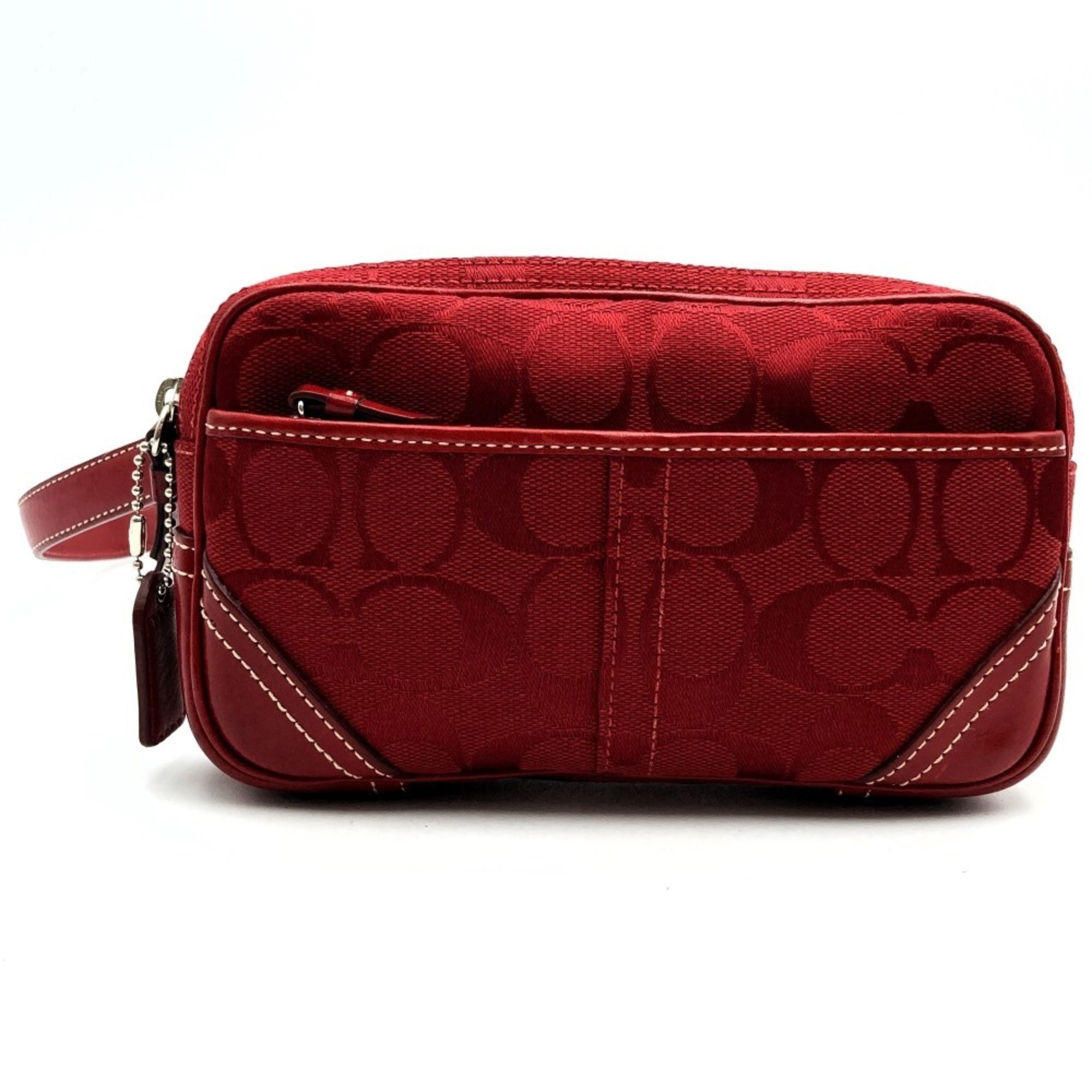 COACH Waist Pouch Body Bag Signature Canvas Leather Red Women's Fashion ITV567NDCZKZ