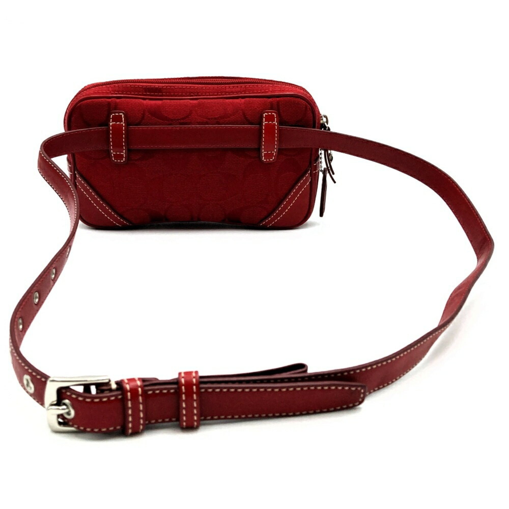 COACH Waist Pouch Body Bag Signature Canvas Leather Red Women's Fashion ITV567NDCZKZ