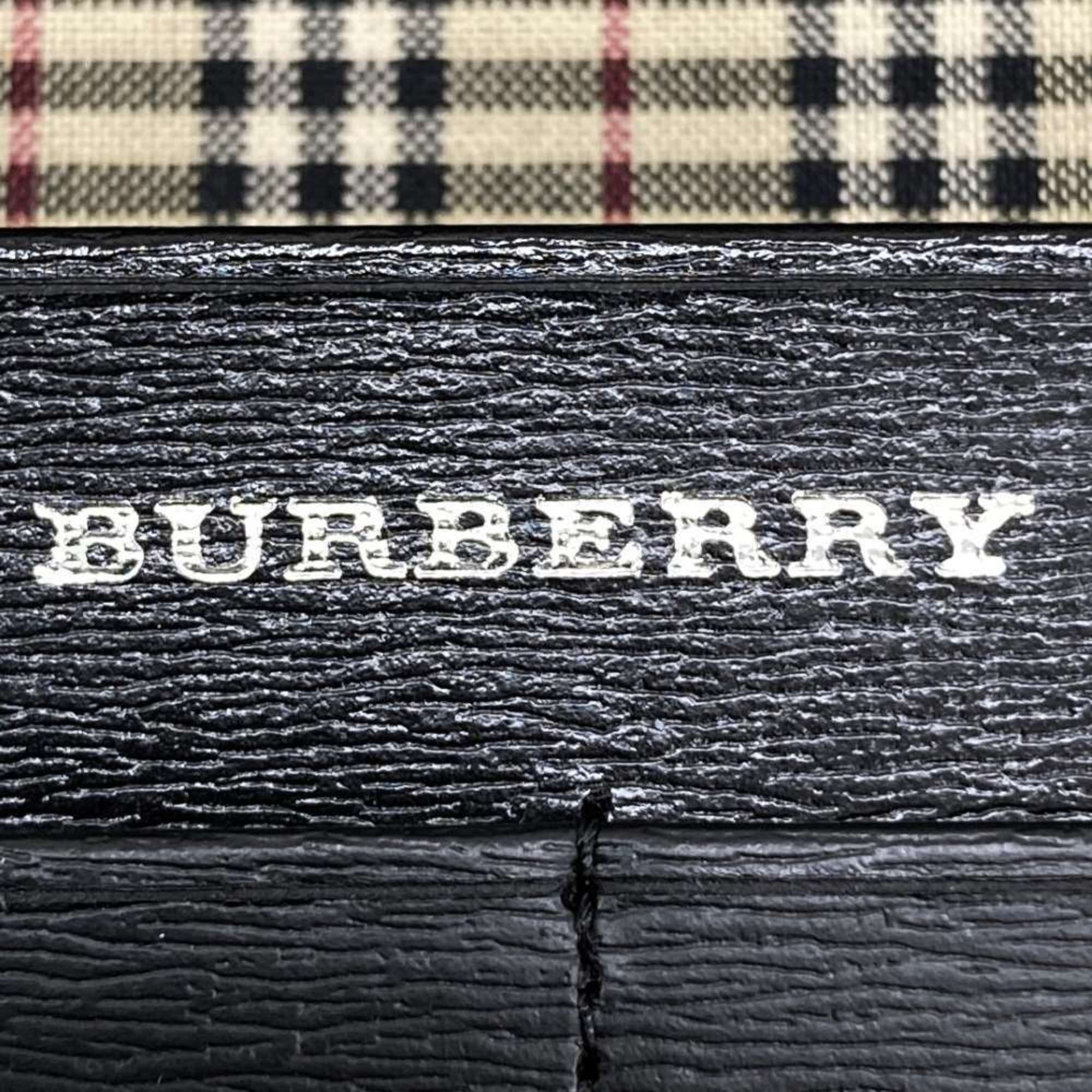 BURBERRY Nova Check Long Wallet Leather Black Women's Men's Fashion Accessories ITW0L6UR7TPC