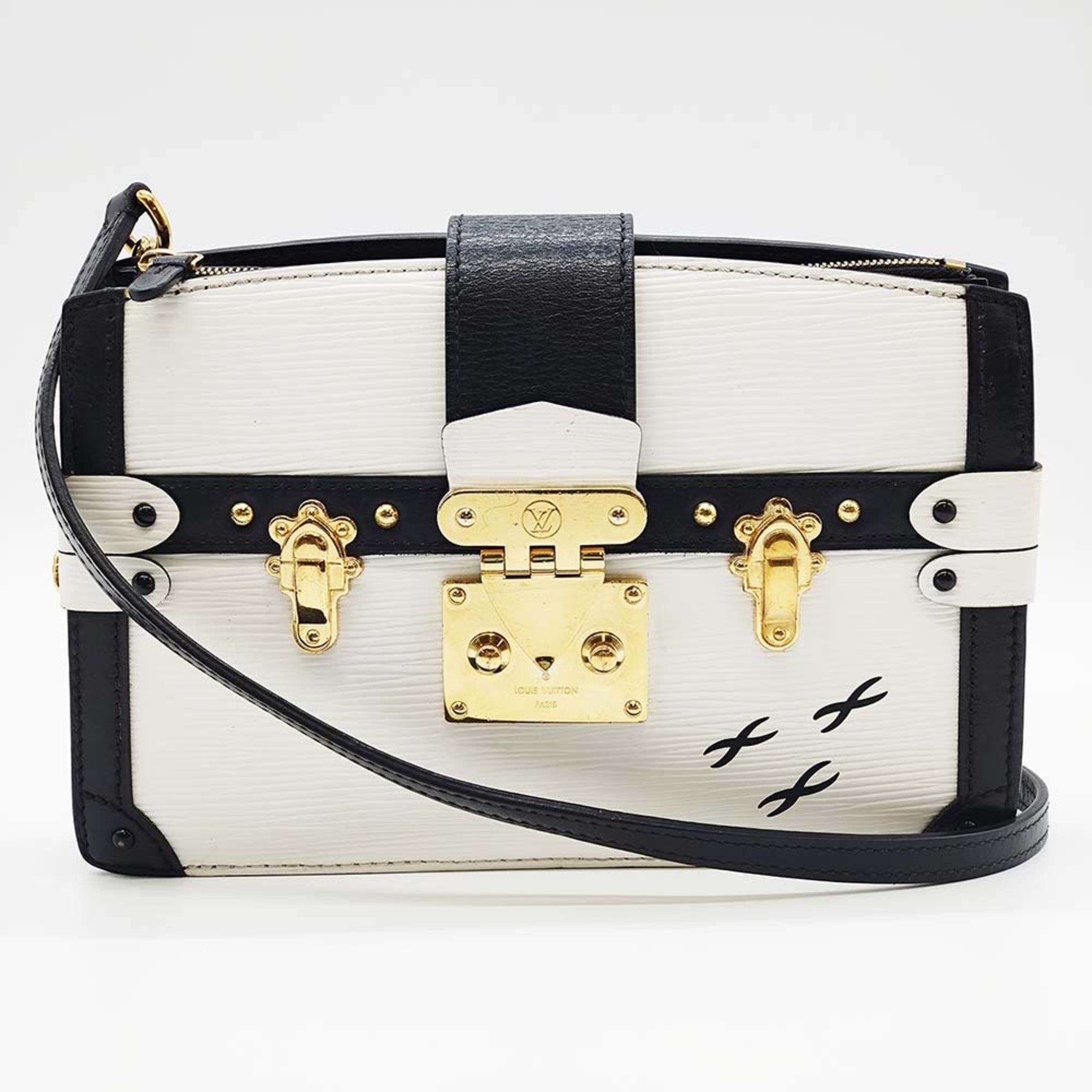 LOUIS VUITTON Trunk Clutch M52151 2way Shoulder Bag Epi Leather White Black Women's Fashion USED ITRGZFDG6NI8