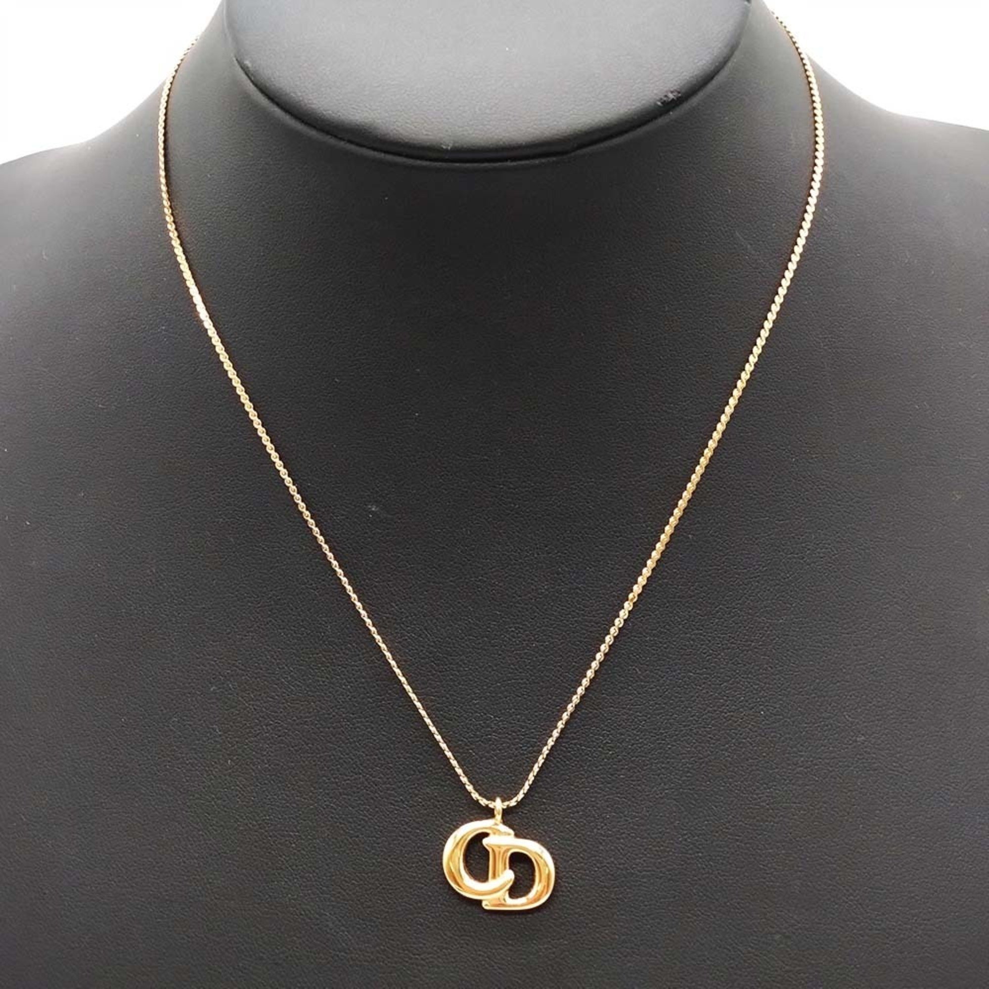 Christian Dior Necklace Pendant CD Gold Color Women's Fashion USED ITCB4VHLG4OE