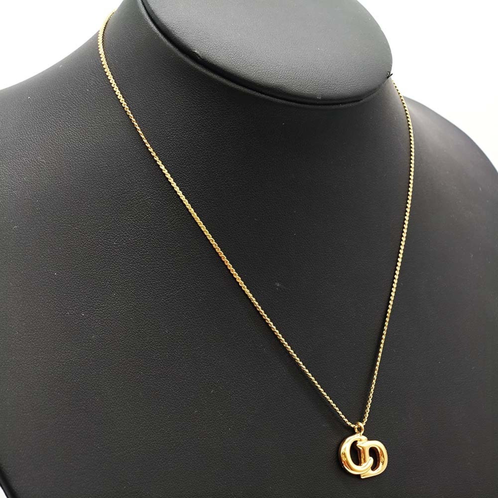 Christian Dior Necklace Pendant CD Gold Color Women's Fashion USED ITCB4VHLG4OE