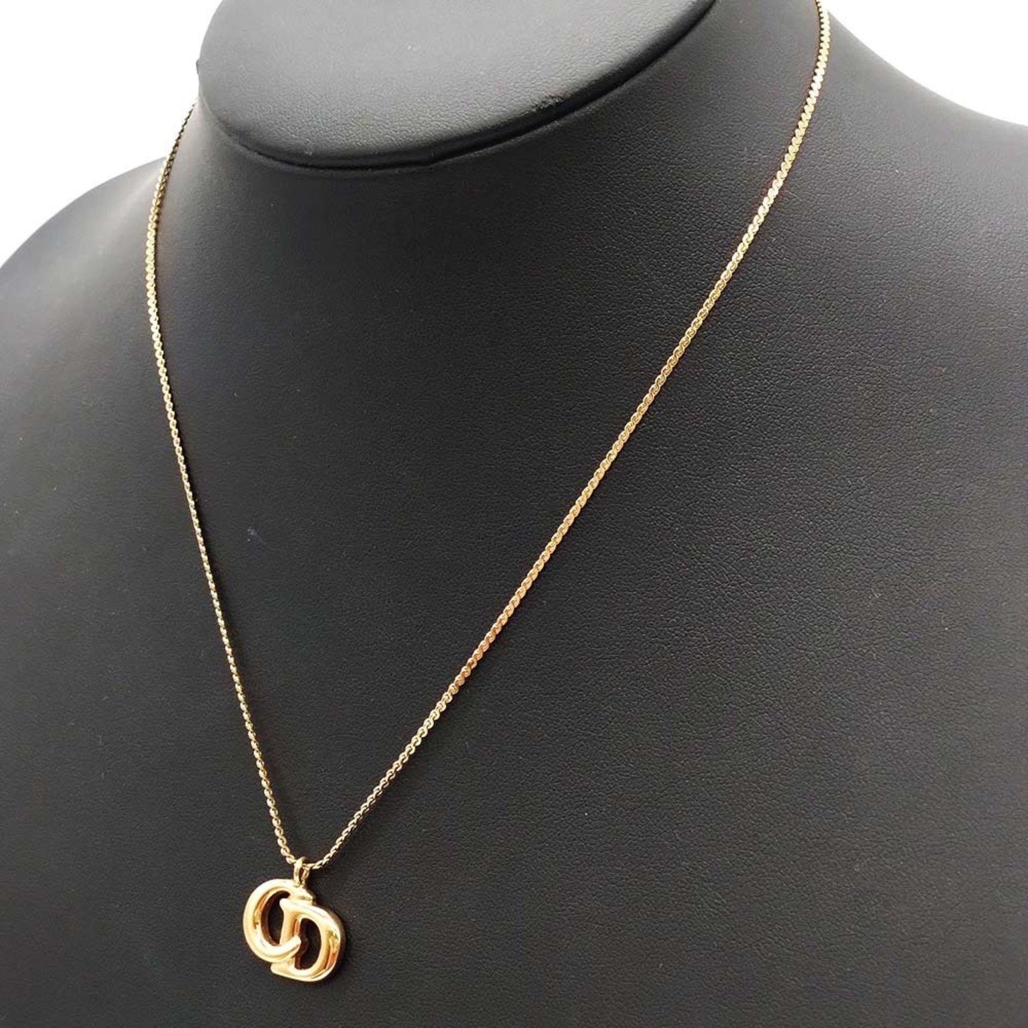 Christian Dior Necklace Pendant CD Gold Color Women's Fashion USED ITCB4VHLG4OE