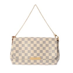 LOUIS VUITTON Damier Azur Favorite MM White N41275 Women's Canvas Shoulder Bag