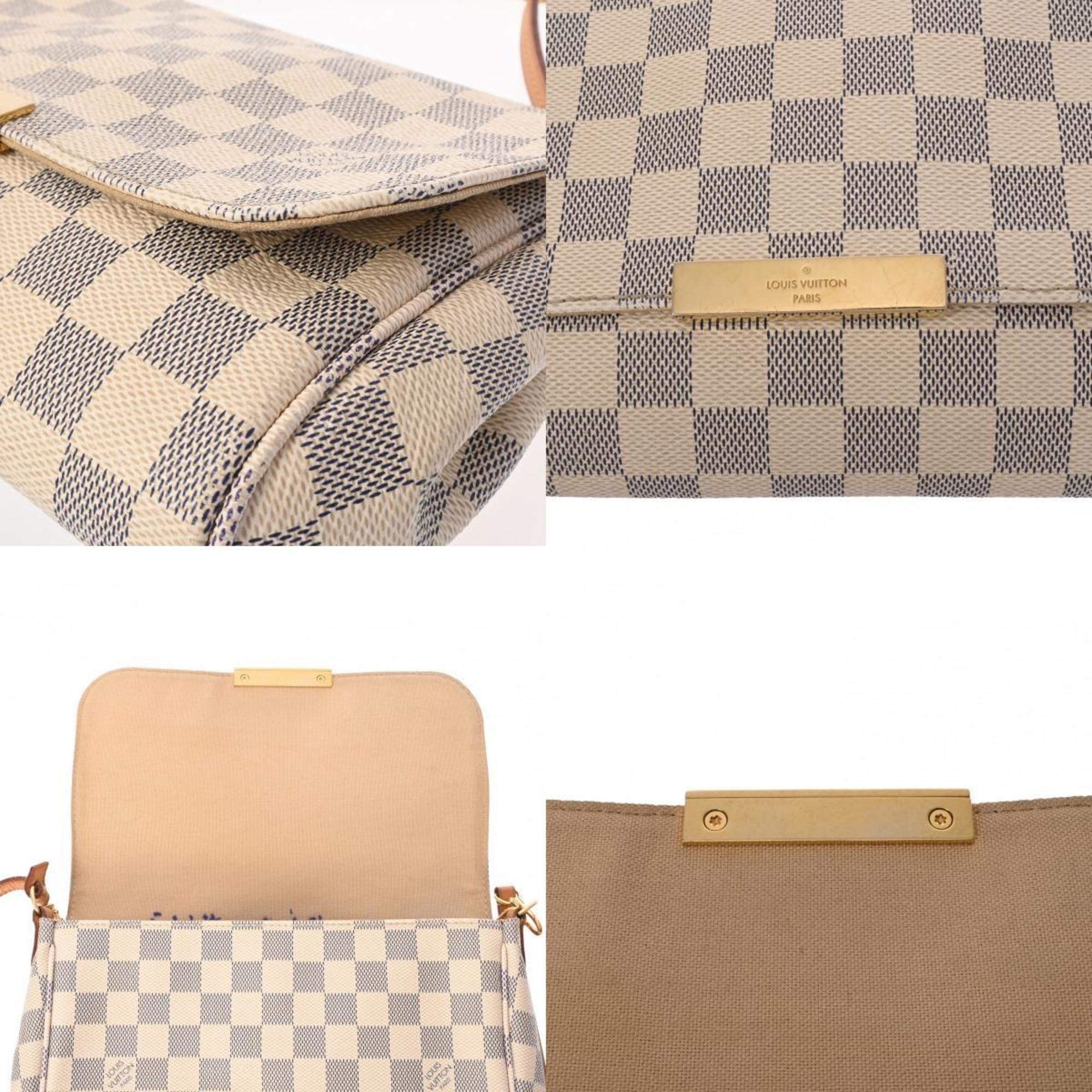 LOUIS VUITTON Damier Azur Favorite MM White N41275 Women's Canvas Shoulder Bag