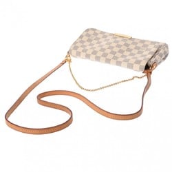 LOUIS VUITTON Damier Azur Favorite MM White N41275 Women's Canvas Shoulder Bag