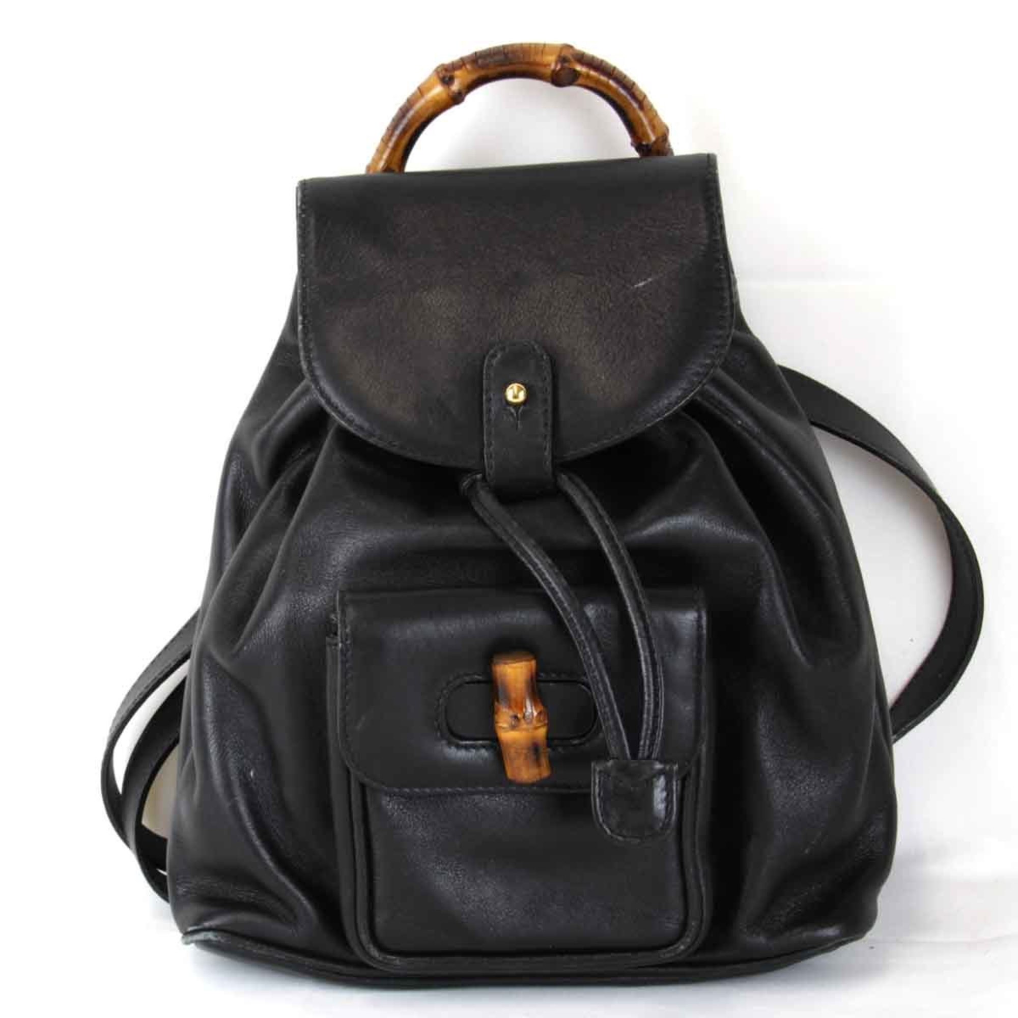 GUCCI 003-2034-0030 Backpack/Daypack Leather/Bamboo Black Women's