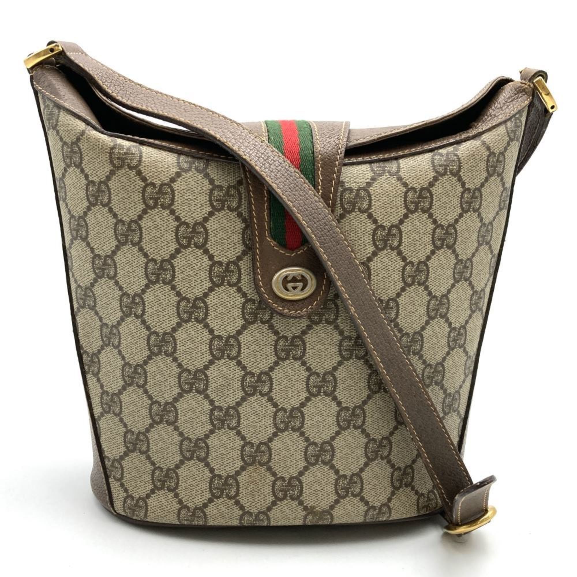 GUCCI Old Gucci GG Supreme Sherry Line Shoulder Bag Brown Women's 40.02.081 USED ITE757HJVX98