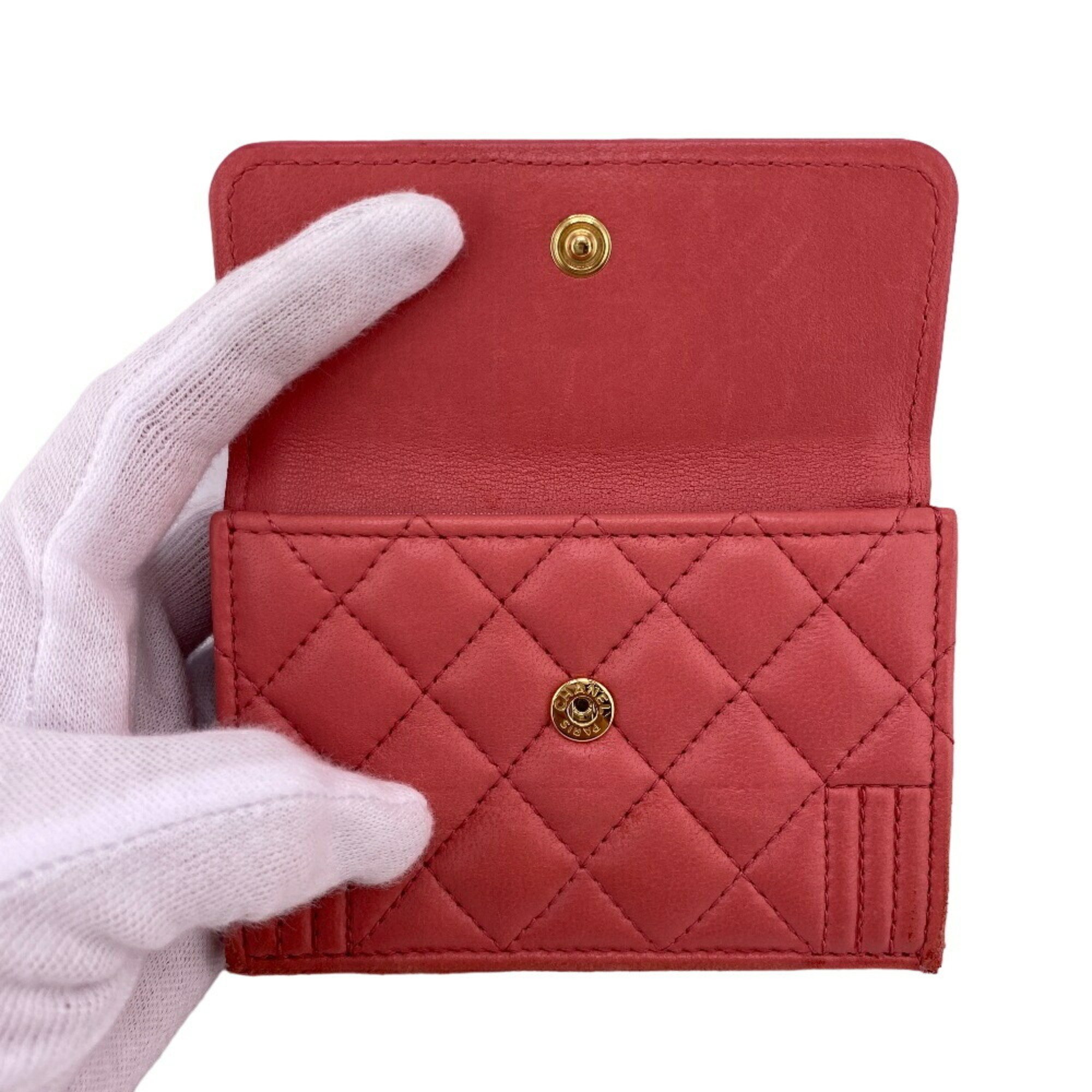 CHANEL Boy Chanel Coco Mark Tri-fold Wallet Pink Women's