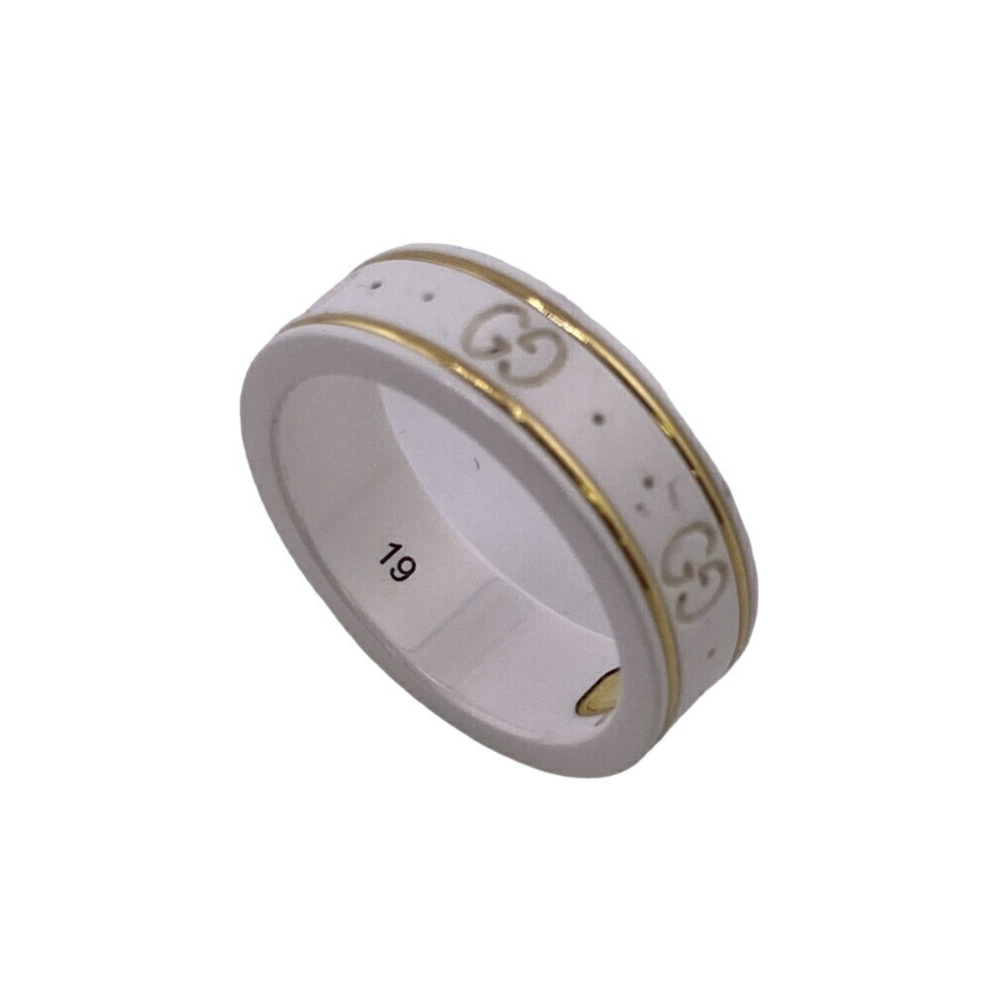 GUCCI GG Icon 750 x Zirconia 5.3g Ring, White, Unisex