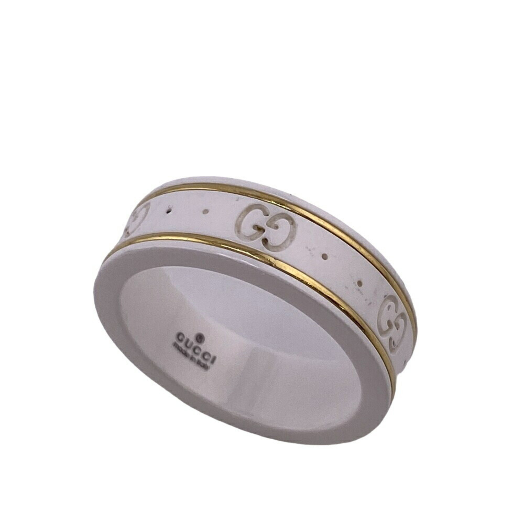 GUCCI GG Icon 750 x Zirconia 5.3g Ring, White, Unisex