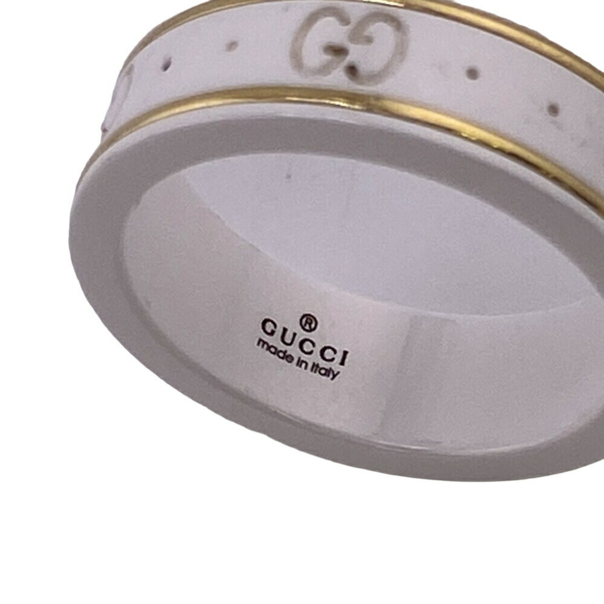 GUCCI GG Icon 750 x Zirconia 5.3g Ring, White, Unisex