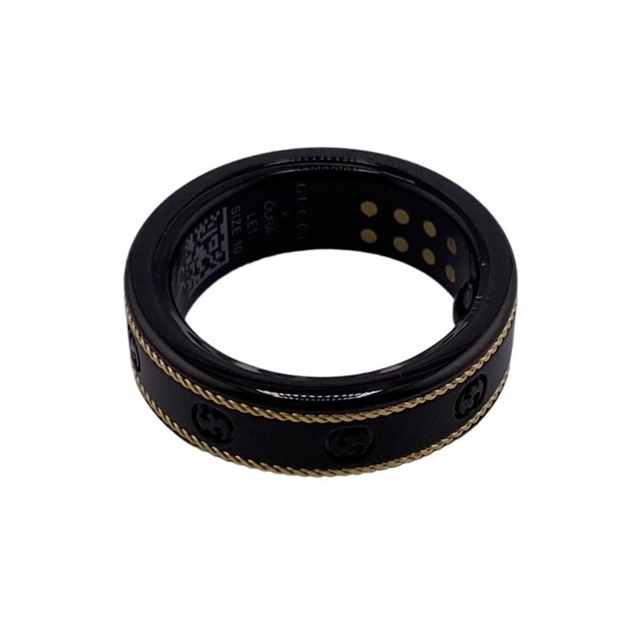 GUCCI Gucci Interlocking G Aura Ring Black Unisex