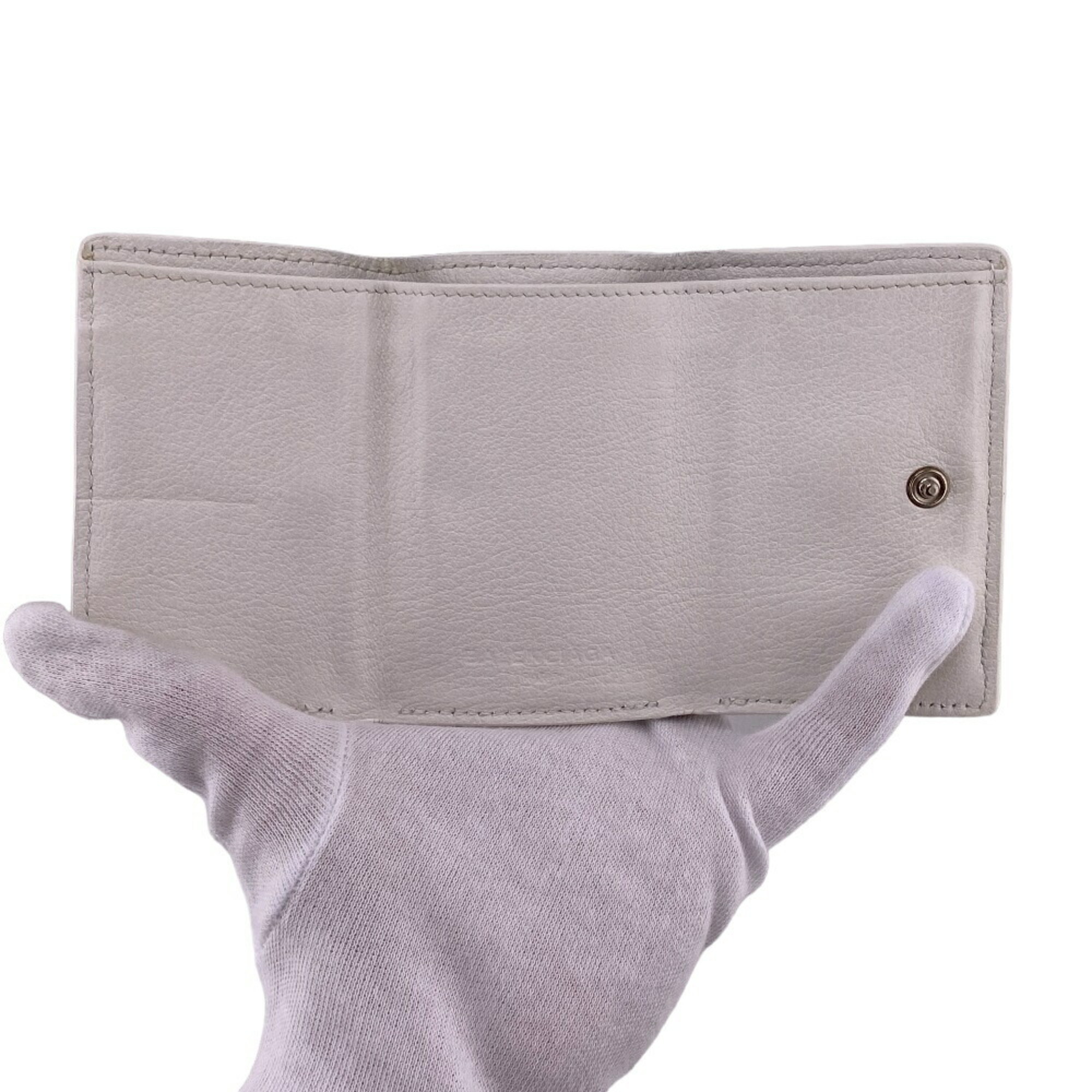 BALENCIAGA 391446 Paper Compact Wallet Tri-fold White Women's