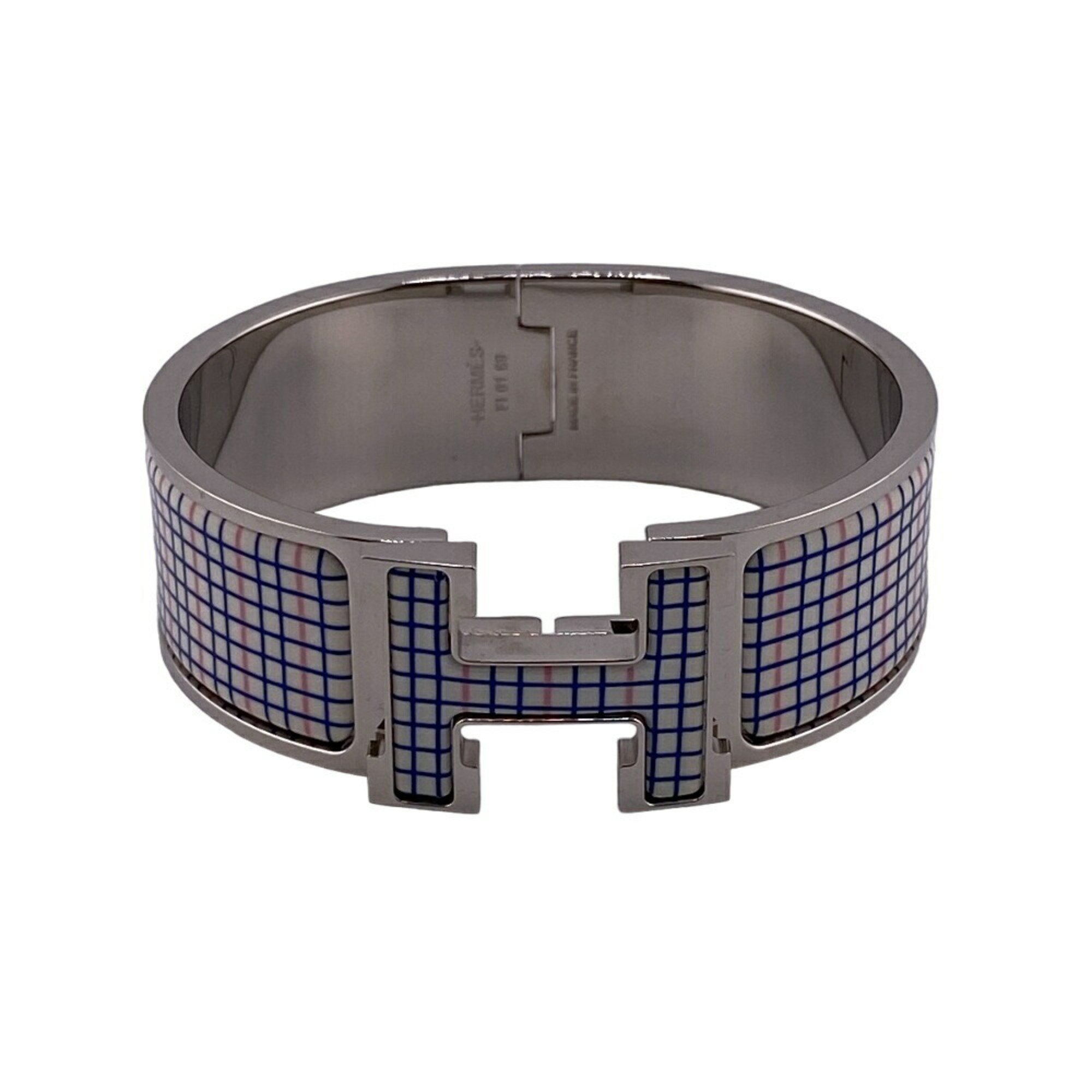 HERMES Click-Clack GM H Bangle Silver Unisex