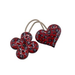 LOUIS VUITTON Louis Vuitton Hair Tie Cloisonne Monogram Leopard Red Women's