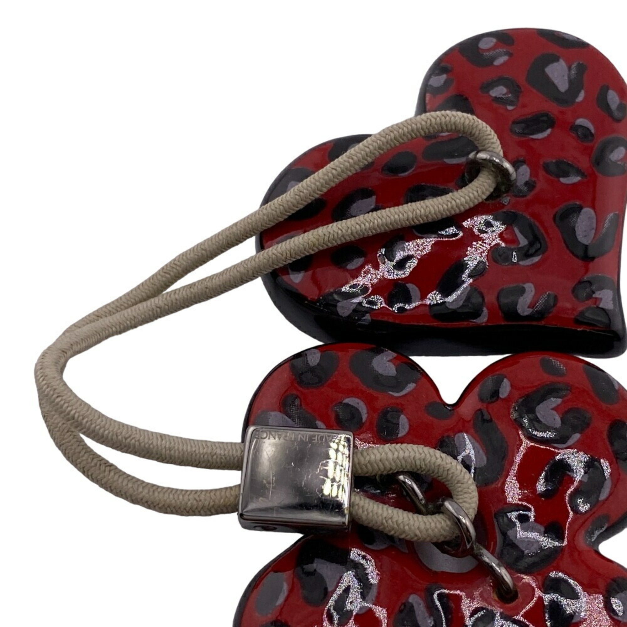 LOUIS VUITTON Louis Vuitton Hair Tie Cloisonne Monogram Leopard Red Women's