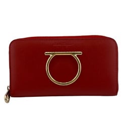 Salvatore Ferragamo Gancini Round Long Wallet Red Women's