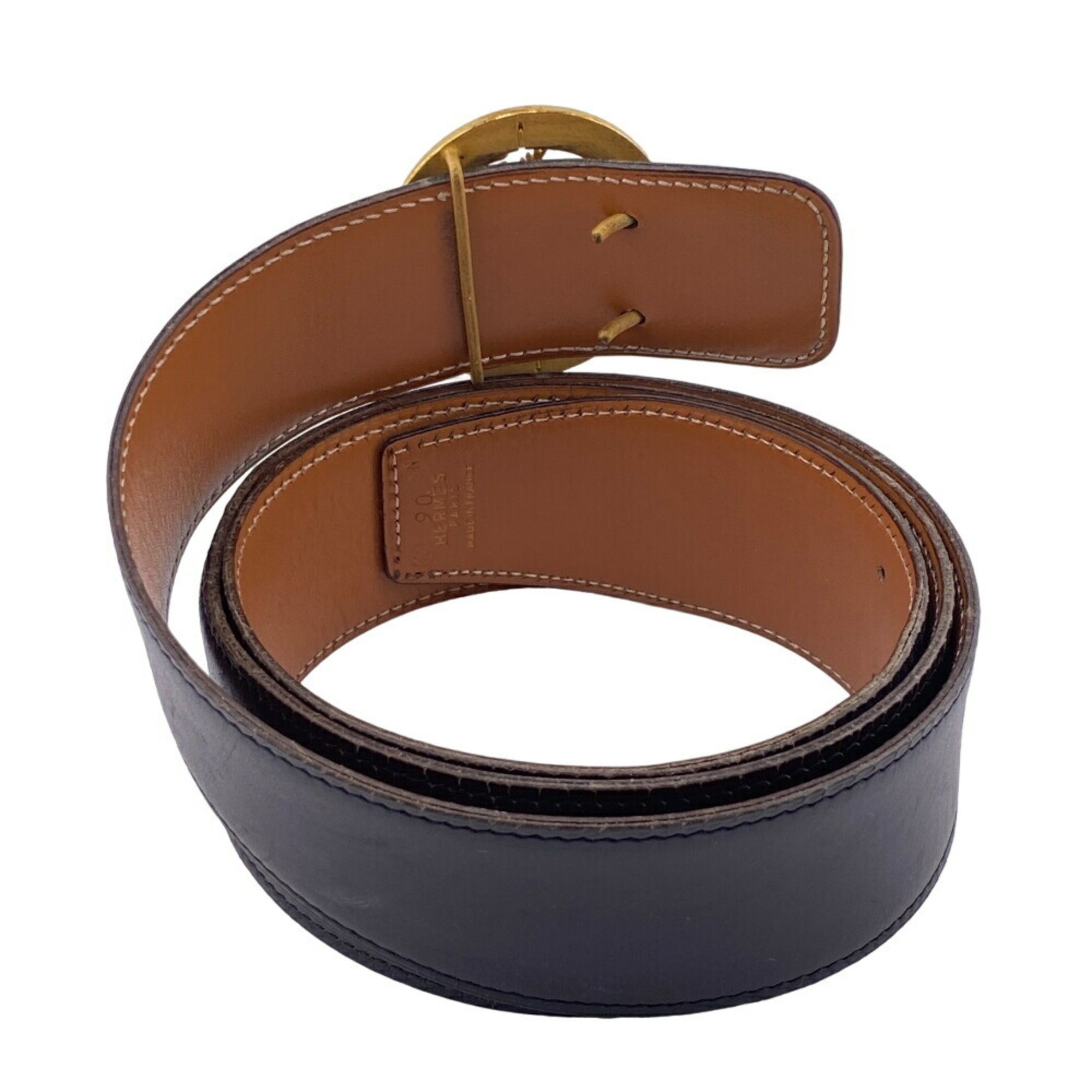 HERMES Horse Buckle Belt Black Unisex