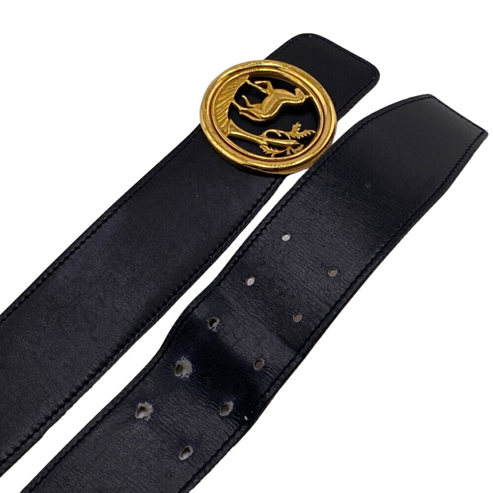 HERMES Horse Buckle Belt Black Unisex