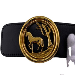 HERMES Horse Buckle Belt Black Unisex