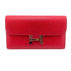 HERMES Constance Long Wallet Red Women's