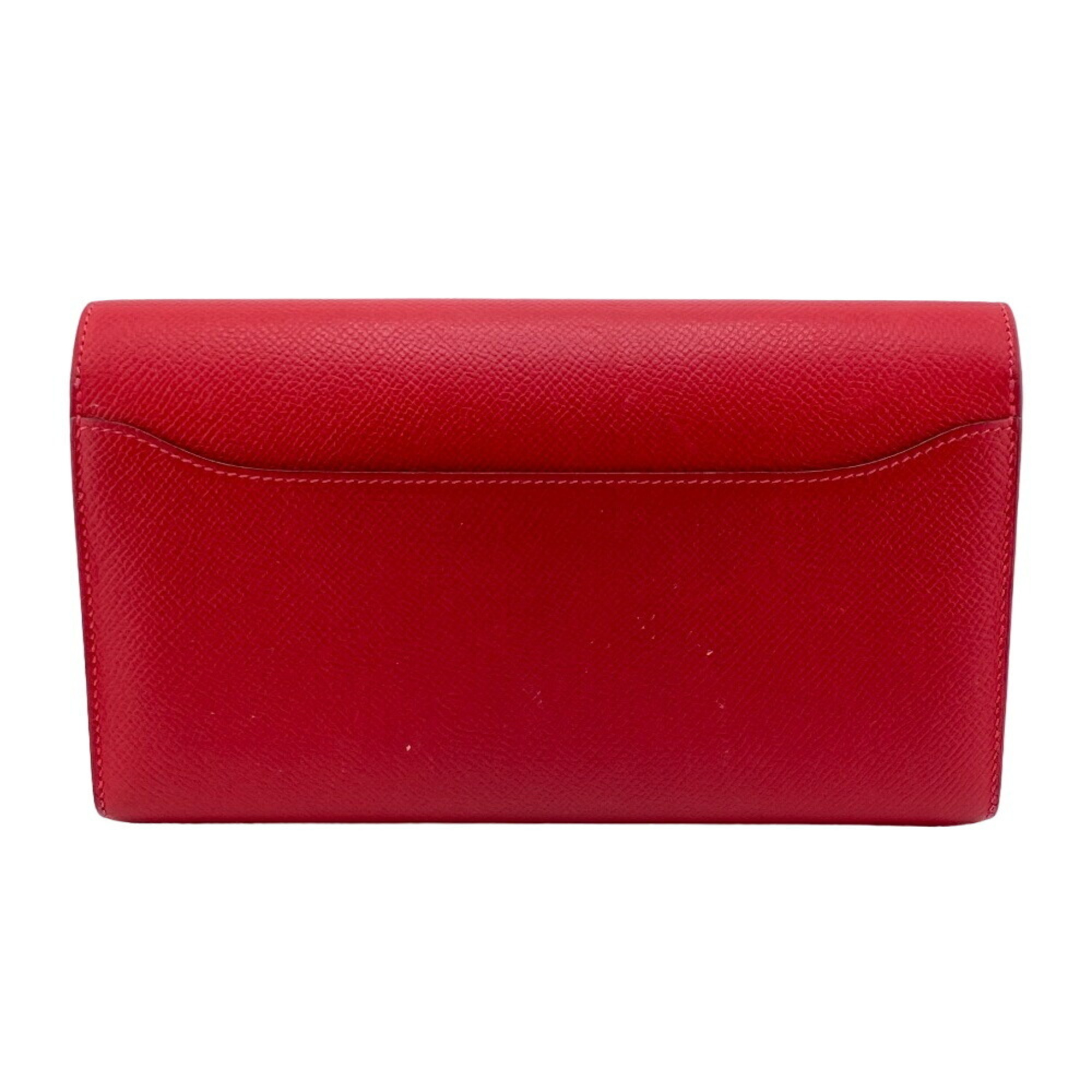 HERMES Constance Long Wallet Red Women's