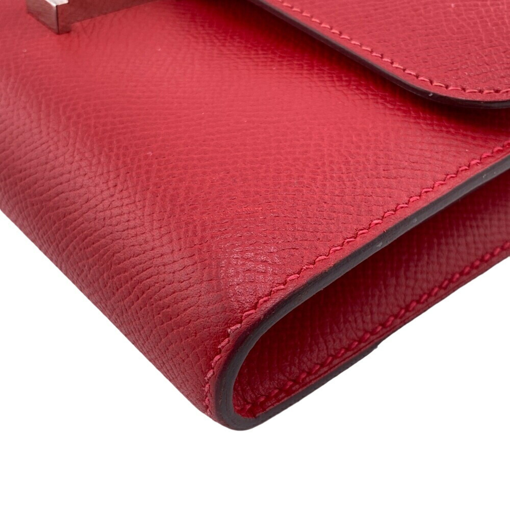 HERMES Constance Long Wallet Red Women's