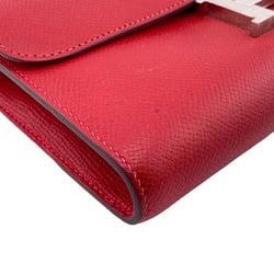 HERMES Constance Long Wallet Red Women's