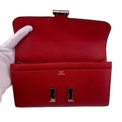 HERMES Constance Long Wallet Red Women's