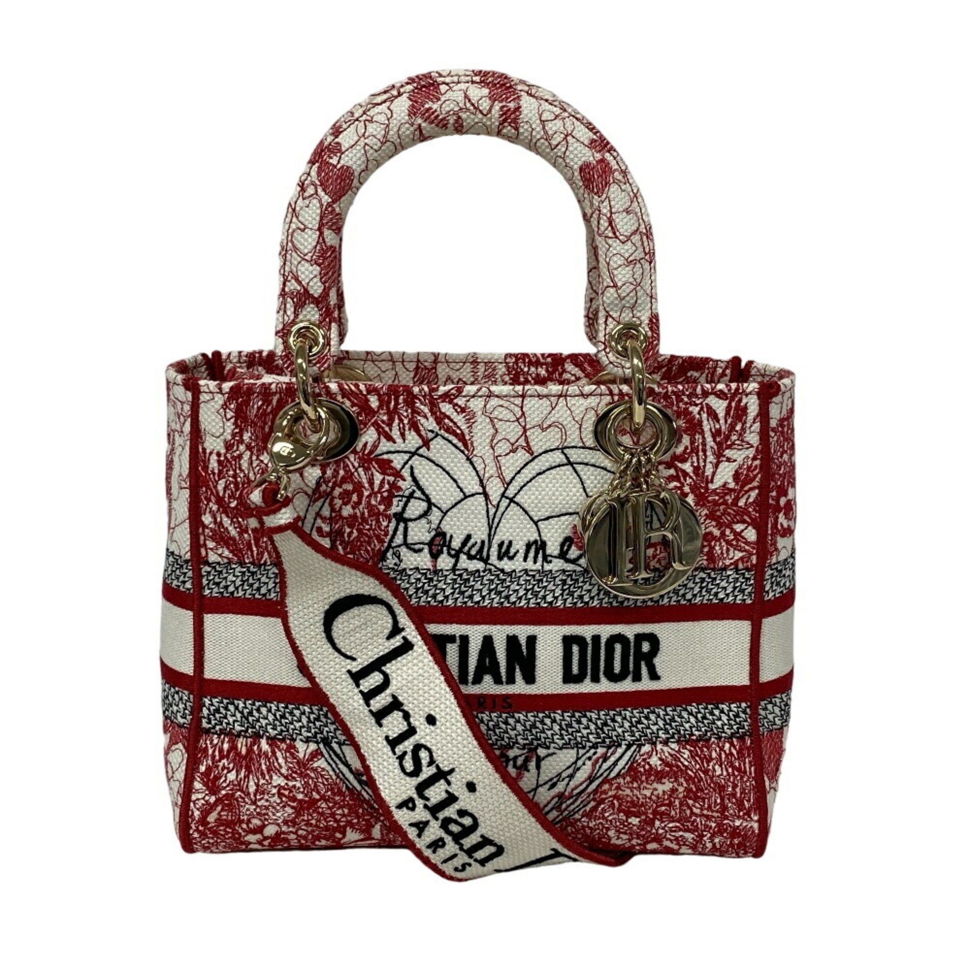 Christian Dior Lady Dee Light Medium Handbag, Red, Women's