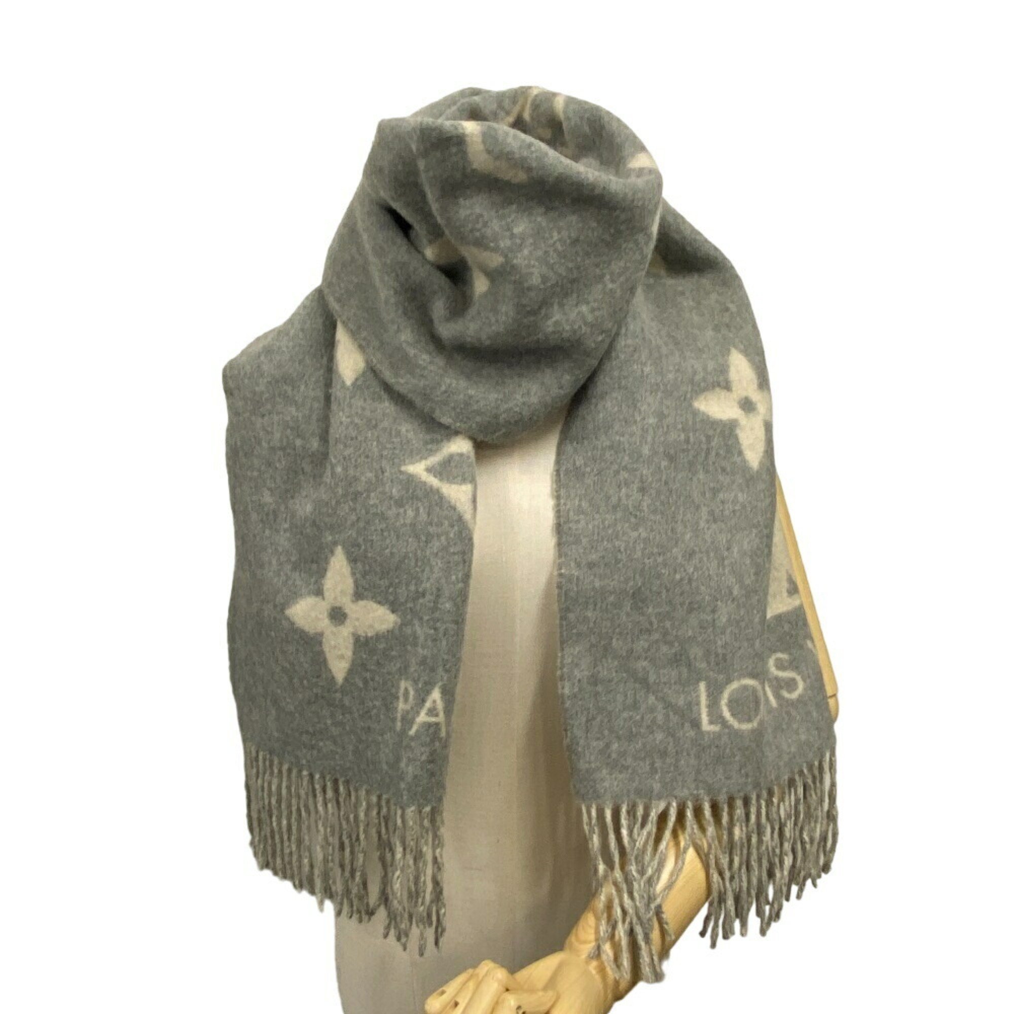 LOUIS VUITTON Louis Vuitton Echarpe Reykjavik Scarf Muffler Grey Women's