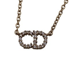 Christian Dior CD Rhinestone Necklace Gold Women's