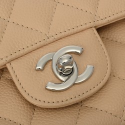 CHANEL Chanel Matelasse Chain Shoulder Double Flap 25cm Beige A01112 Women's Caviar Skin Bag