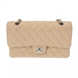 CHANEL Chanel Matelasse Chain Shoulder Double Flap 25cm Beige A01112 Women's Caviar Skin Bag