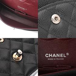 CHANEL Chanel Matelasse Chain Shoulder Double Flap 25cm Black A01112 Women's Caviar Skin Bag