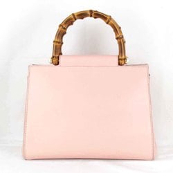 GUCCI Bamboo Handle 453767 204991 Handbag Leather Pink Women's