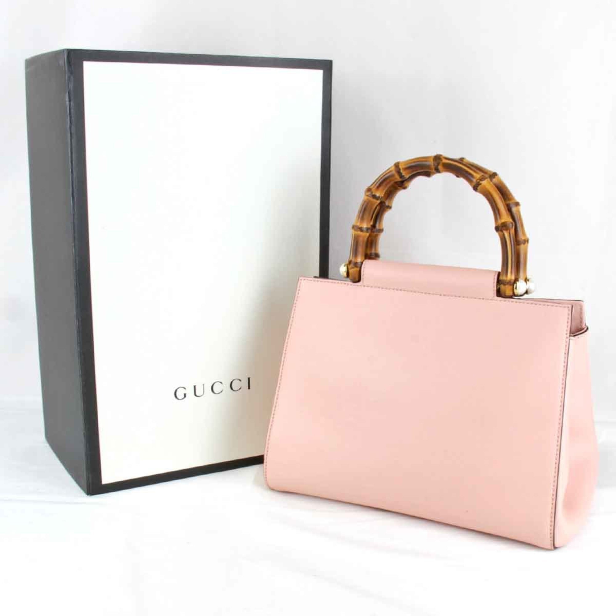 GUCCI Bamboo Handle 453767 204991 Handbag Leather Pink Women's