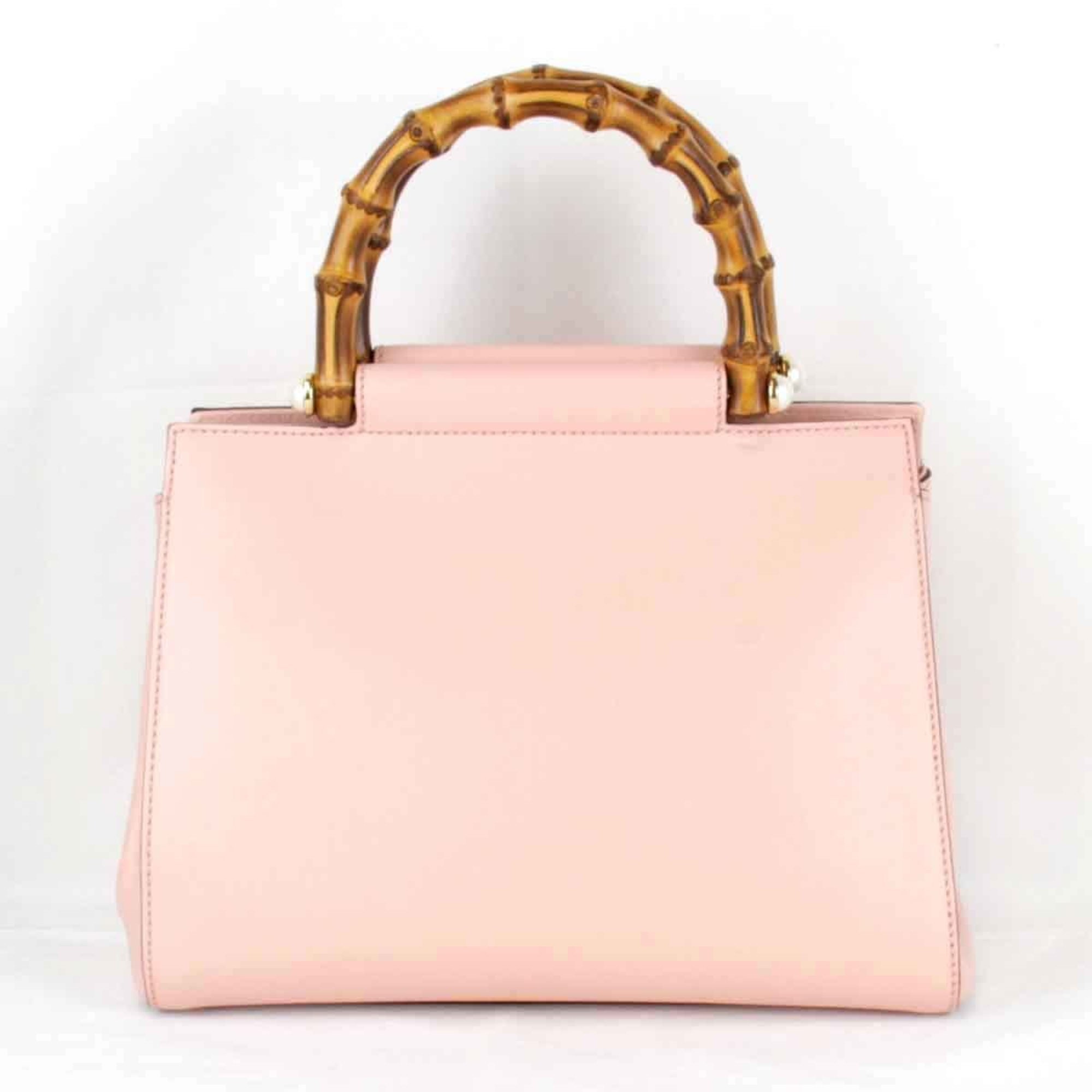 GUCCI Bamboo Handle 453767 204991 Handbag Leather Pink Women's