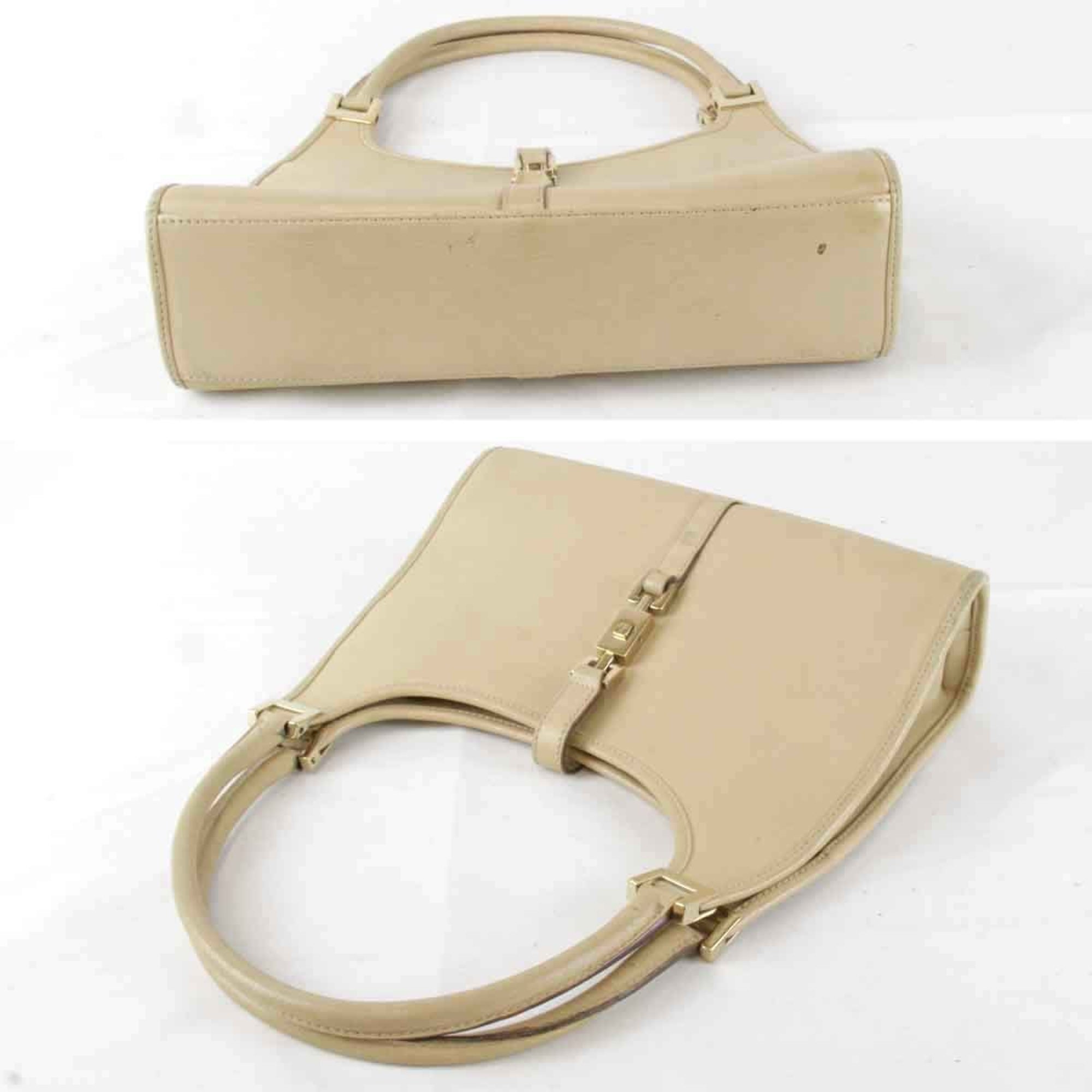 GUCCI Jackie 002.1068 2404 Handbag Leather Beige Women's