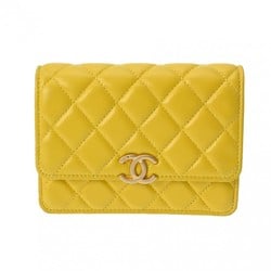 CHANEL Chanel Matelasse Classic Chain Wallet Yellow AP2733 Women's Lambskin Shoulder Bag